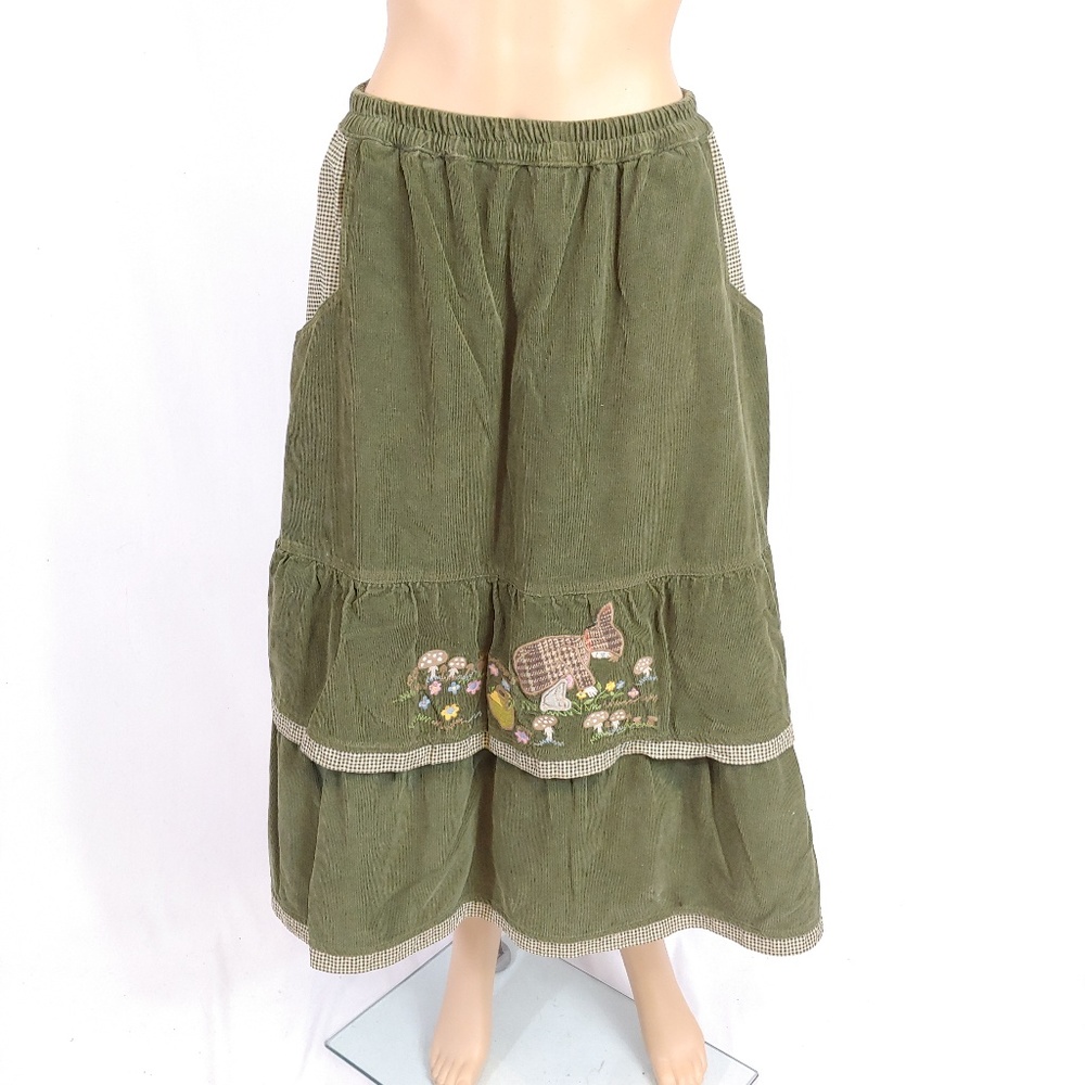 Vintage Corduroy Tiered Patchwork Mushroom Skirt